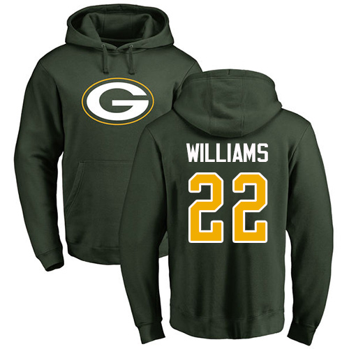 Men Green Bay Packers Green #22 Williams Dexter Name And Number Logo Nike NFL Pullover Hoodie Sweatshirts